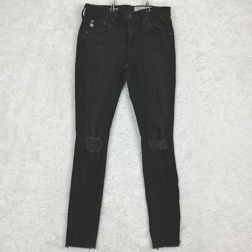AG Adriano Goldschmied Womens Jeans Legging Ankle Super Skinny Denim Black 26